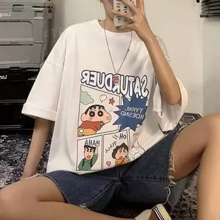 เสื้อยืดแขนสั้นคอกลม เสื้อแฟชั่น สกรีนลายน่ารัก ชายหญิง ES03