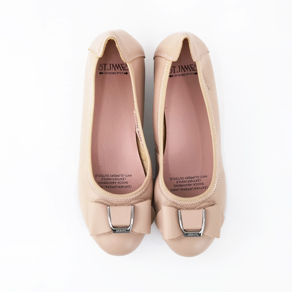 ST.JAMES รองเท้าหนังแท้/รองเท้าส้นเตารีด ส้น 3.8 CM. รุ่น ROSA สี BEIGE| รองเท้า ผู้หญิง