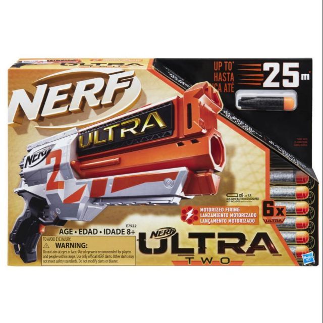 Nerf Ultra Outlaw Two Motorized Blaster Gun -- Fast-Back Reloading, 6 Nerf Ultra Darts