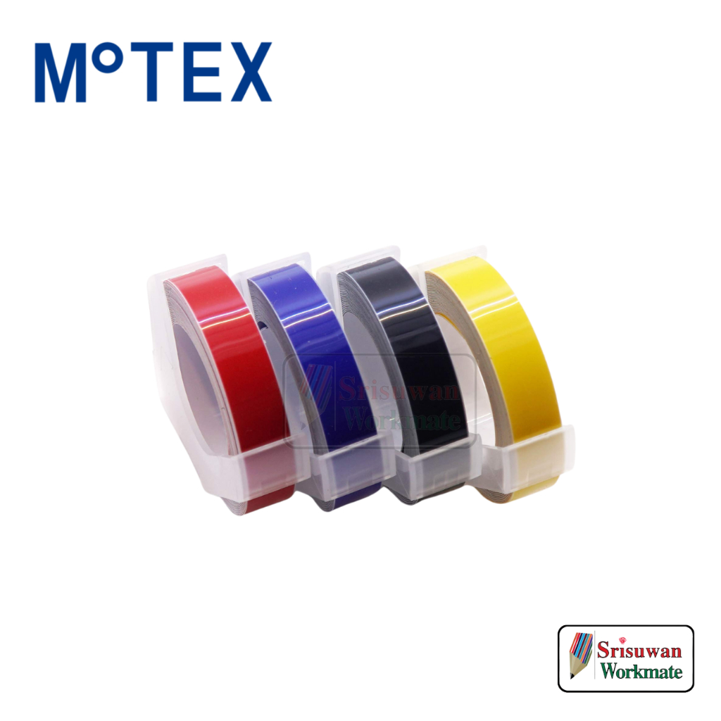 Motex Tape For Tape Writer ไส้เทปเปลี่ยน ขนาด 9มม. x 3ม. สำหรับ เครื่องปั้มอักษรนูน เทปปั้มอักษร น้ำ