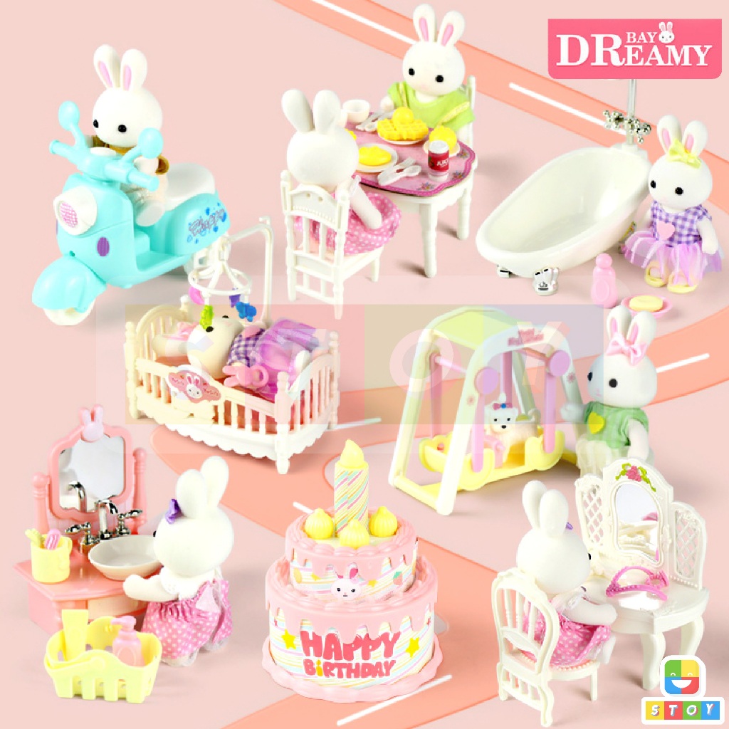 บ้านตุ๊กตา Yasini Series Bay Dreamy เฟอร์นิเจอร์สำหรับบ้านตุ๊กตากระต่าย ของเล่นเด็ก