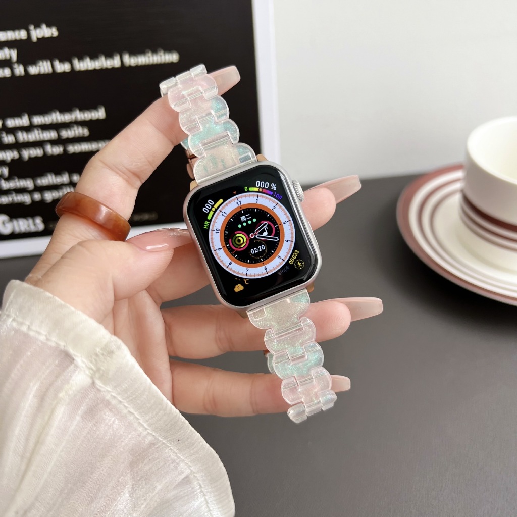 แฟชั่นนาฬิกาสำหรับ iwatch 10 9 8 7 6 SE 5 4 3 2 1 PC เรซิ่นสายนาฬิกา 49mm 46mm 41 มม. 45 มม. 44 มม. 42 มม. 38 มม.40มม.