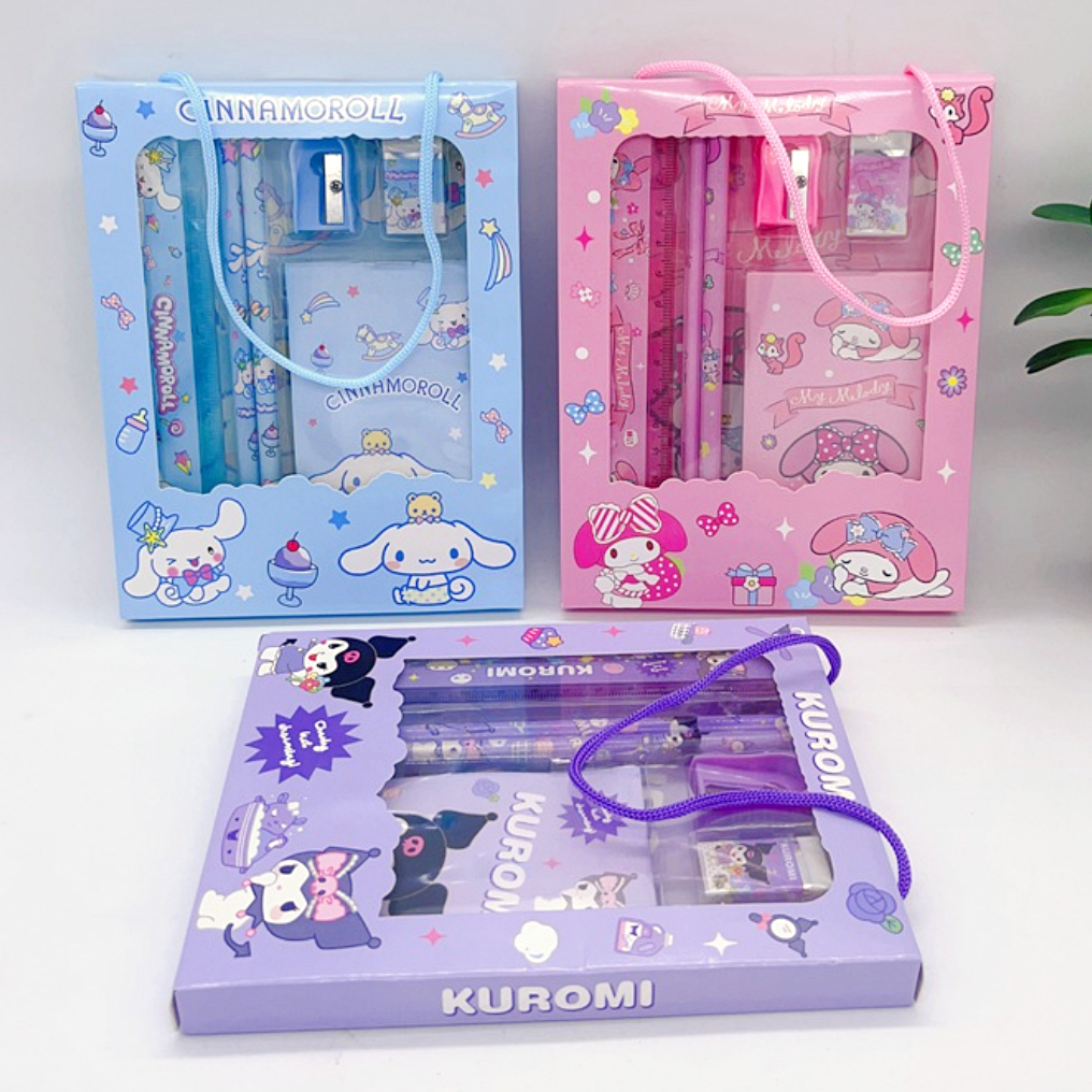 พร้อมส่ง💕 ชุดเครื่องเขียน 6 ชิ้น ลายการ์ตูน สำหรับเด็ก น่ารัก ของขวัญปีใหม่เด็ก