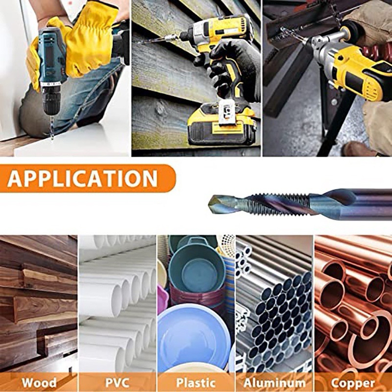 ชุดดอกสว่านต๊าปเกลียว สีฟ้า ต๊าปเกลียว ชุดต๊าปเกลียว M3 M4 M5 M6 M8 M10 ต๊าปเกลียว ต๊าปสกรูเกลียว - รูปที่ 4