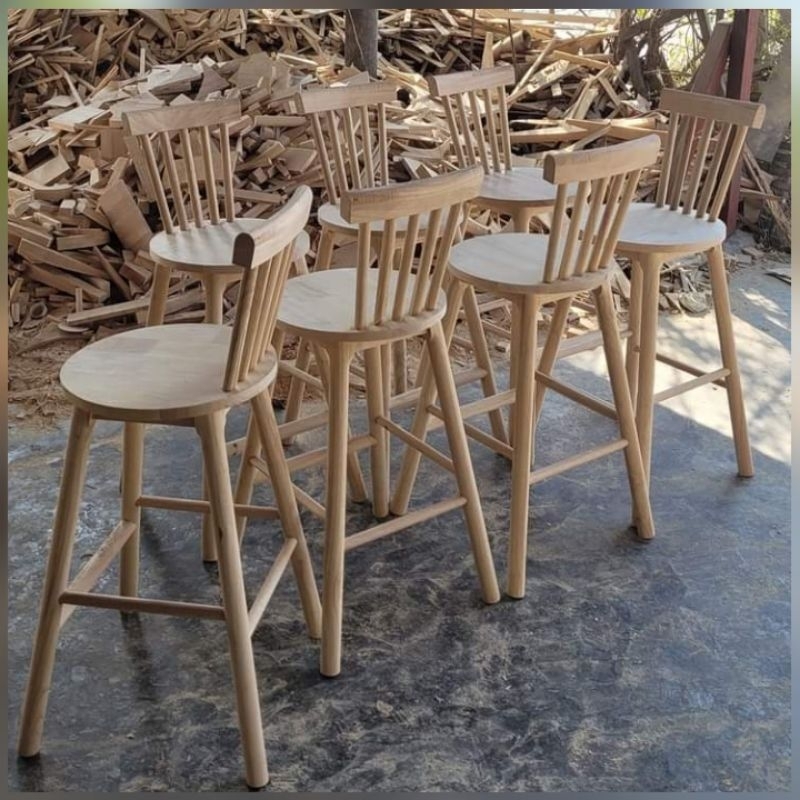 เก้าอี้ไม้ยางพารา มินิมอล คาเฟ่ รุ่น Winsor bar chair