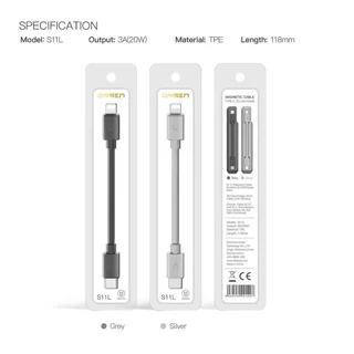 Orsen by Eloop S11 สายชาร์จเร็ว Data Cable Type C to C 3A 60W / L Cable 3A 27W สายสั้น ชาร์จเร็ว