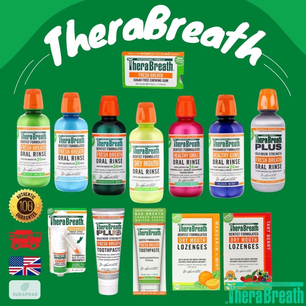 พร้อมส่ง TheraBreath มีทุกอย่าง ยาสีฟัน💕 น้ำยาบ้วนปาก  Fresh Breath Toothpaste Mild Mint Flavor