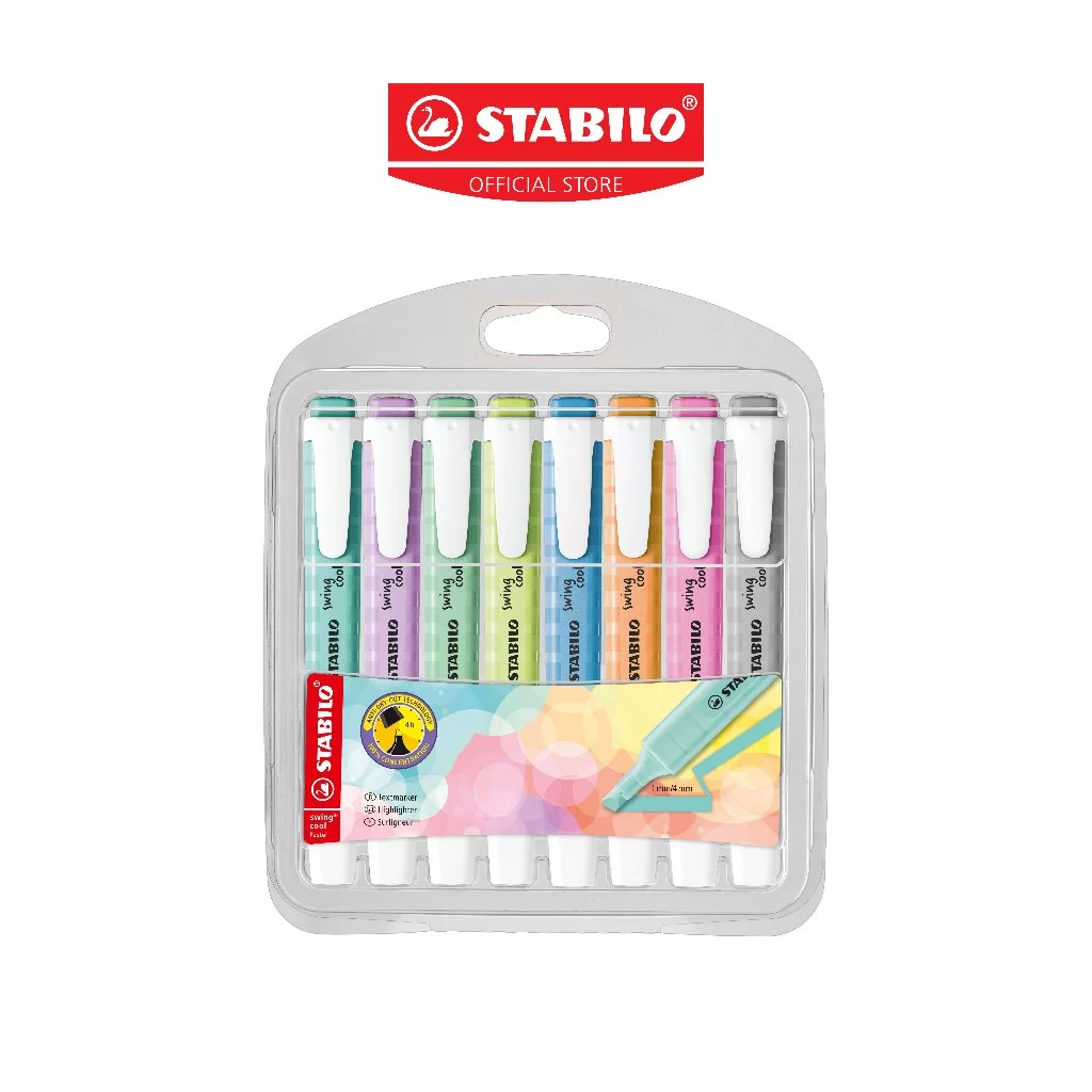 STABILO Swing Cool Pastel ปากกาไฮไลท์ ปากกาเน้นข้อความ สีพาสเทล แพ็ค 8 สี (275/8-08-2)
