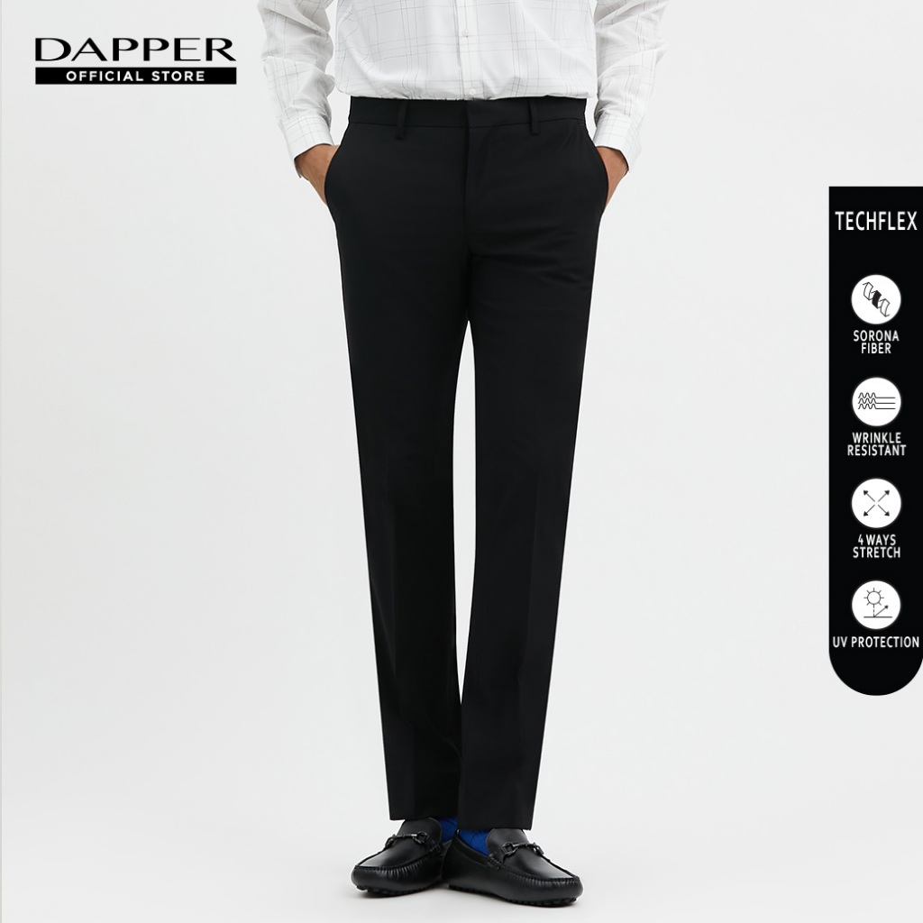 DAPPER กางเกงทำงาน ทรง Slim-Fit เนื้อผ้ายืด TECHFLEX สีดำ  (TB9/BK/573SR13)