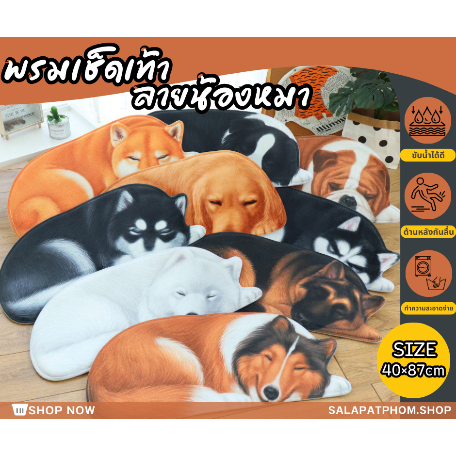 🐶พรมเช็ดเท้าน้องหมา พรมเเต่งบ้าน พรมรูปหมา ขนาด 40x87 cm🐶