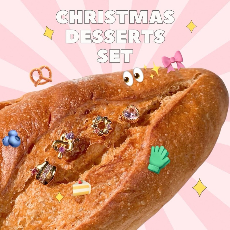 Christmas dessert earrings set 🥐🍰🥨💖
