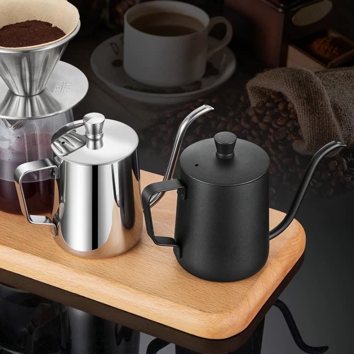 กาดริปกาแฟ ดริปเปอร์ 250/350/600ml ดริฟกาแฟ ทำมาจาก แสตนเลส/ สีดำ Pour-over Coffee Drip Pot