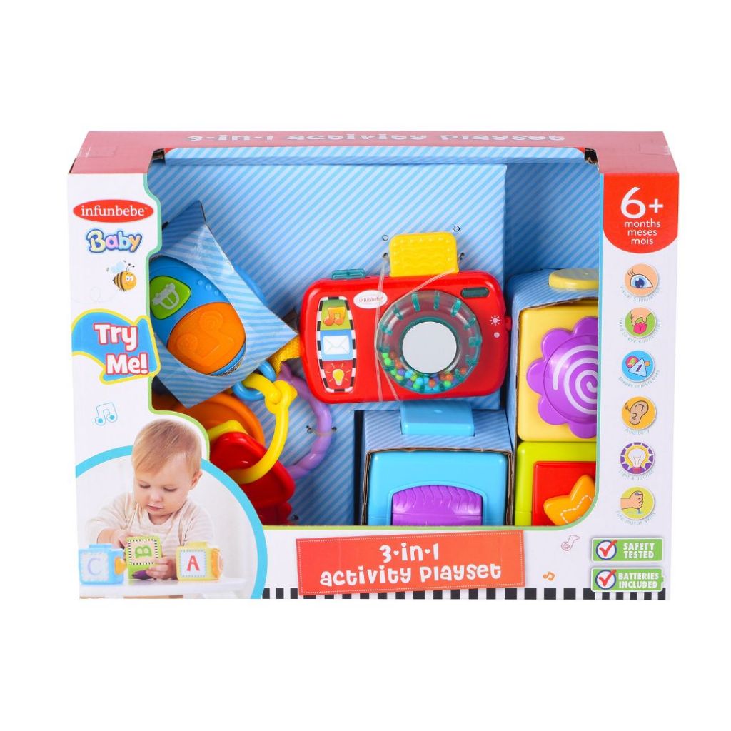 Wel-B x Infunbebe 3-in-1 activity playset (เซ็ตกิจกรรม ของเล่นเด็ก) - หยอดบล็อค เสริมพัฒนาการ