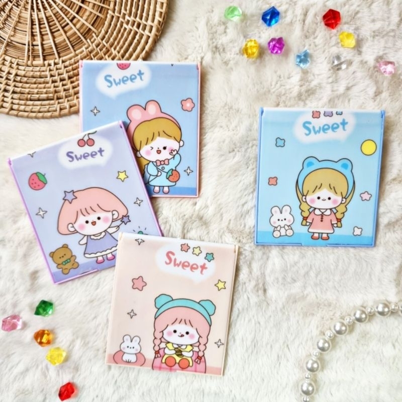 M…กระจกพกพา  #1.5 ลายการ์ตูน 12 ชิ้น (ราคาส่ง) ราคา ถูกที่สุด ดีลบีเคเค