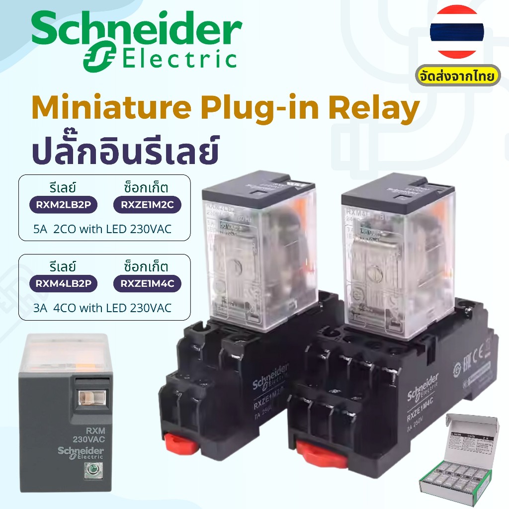 รีเลย์ ปลั๊กอินรีเลย์ รีเลย์ขนาดเล็ก รีเลย์ RXM Relay Miniature plug in relay RXM2LB2P7 RXM4LB2P7 RX