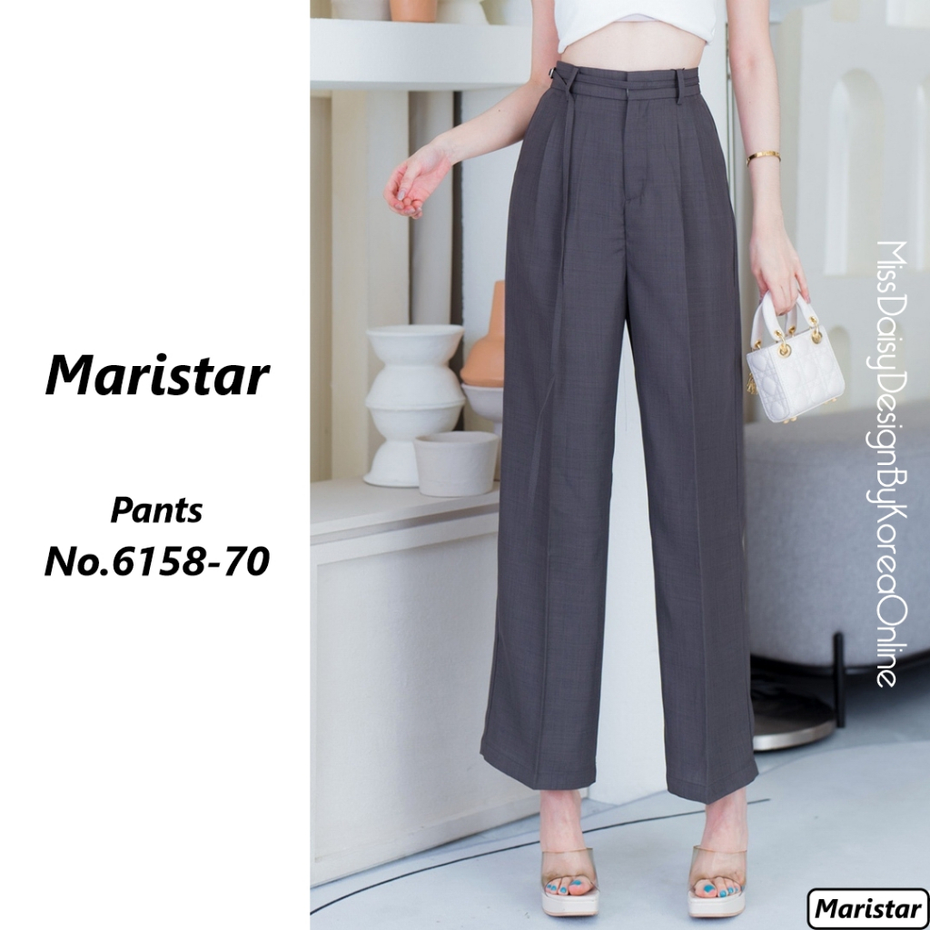 Maristar กางเกงขาบาน No.6158 ผ้าลินิน