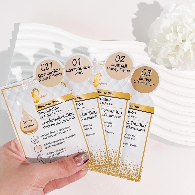 แบบซองรองพื้น เจ้านาง Chaonang Radiance Skin Foundation SPF30 PA+++ (ราคาต่อ/1ซอง)