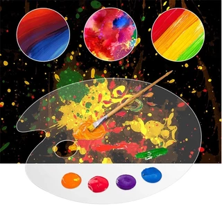 จานสี โปร่งใส รูปไข่ จานสีอะคริลิค ผสมสี เครื่องมือวาดภาพ สีอะคริลิค อุปกรณ์เสริม/Acrylic/Watercolor/Painting Palette