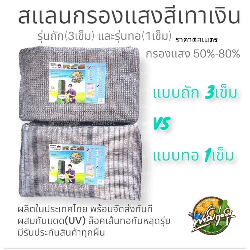 แบ่งขายราคาต่อเมตร สแลนกรองแสง สีเทา   เช่นลูกค้าต้องการ 15 เมตรกด15ชิ้นหรือถ้าต้องการตัดแบ่งแจ้ง adminได้หลังกดสั่งซื้อ