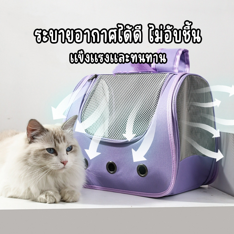 กระเป๋าเป้ใส่สัตว์เลี้ยง สามารถพกพาไปได้ทุกที่ มีตะข่ายตะบายอากาศอย่างดี