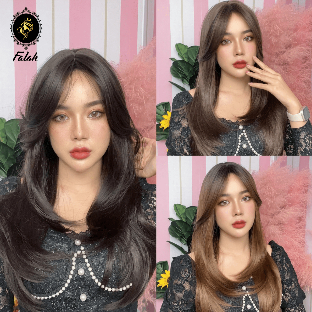 Falah วิกผม ผมยาว แสกกลาง ผมปลอม ไม่โป๊ะไม่เงา ไหมนุ่มสวยเหมือนผมจริง ไหมพรีเมียมน้ำเข้าจากประเทศเกาหลี