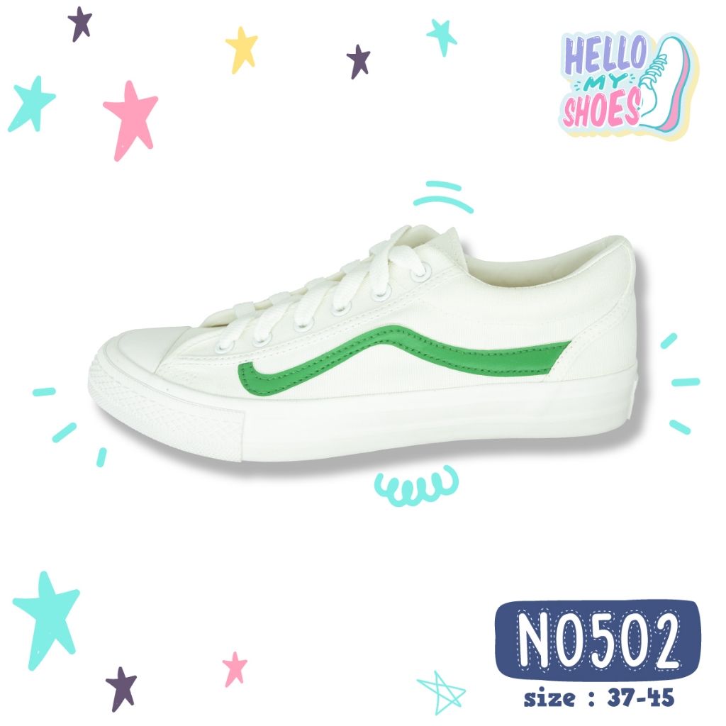 รองเท้าผ้าใบผูกเชือก พื้นยางพารากันลื่น รุ่น NO502 สินค้าตรงปก จัดส่งไว แท้100% รูปที่ 3
