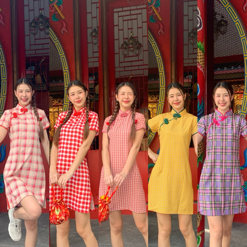 3pcs.basket "D2260" MEILI DRESS พร้อมส่ง เดรสตรุษจีน