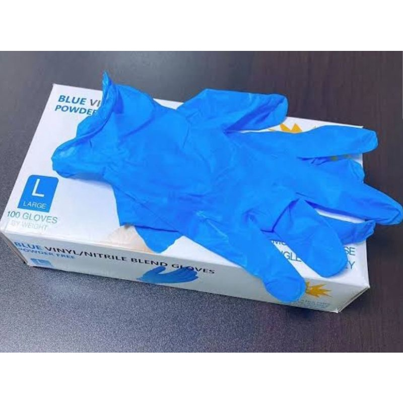 ถุงมือทำอาหาร 100pc/บรรจุกล่อง ถุงมือป้องกันเชื้อโรค ถุงมือยางสีฟ้า ไม่มีแป้ง
