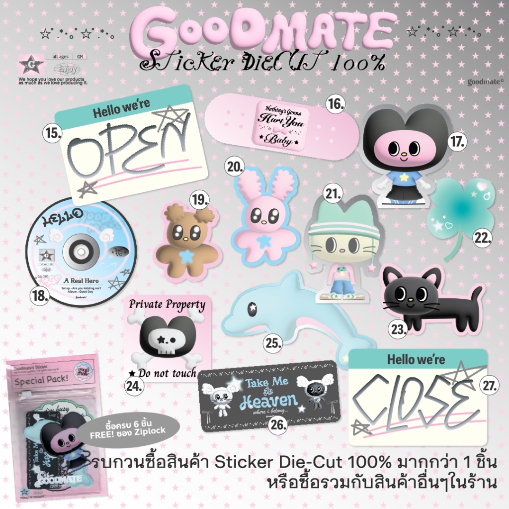 [Goodmate] Sticker die-cut 100% สติกเกอร์ไดคัทเป็นชิ้น no.15-27