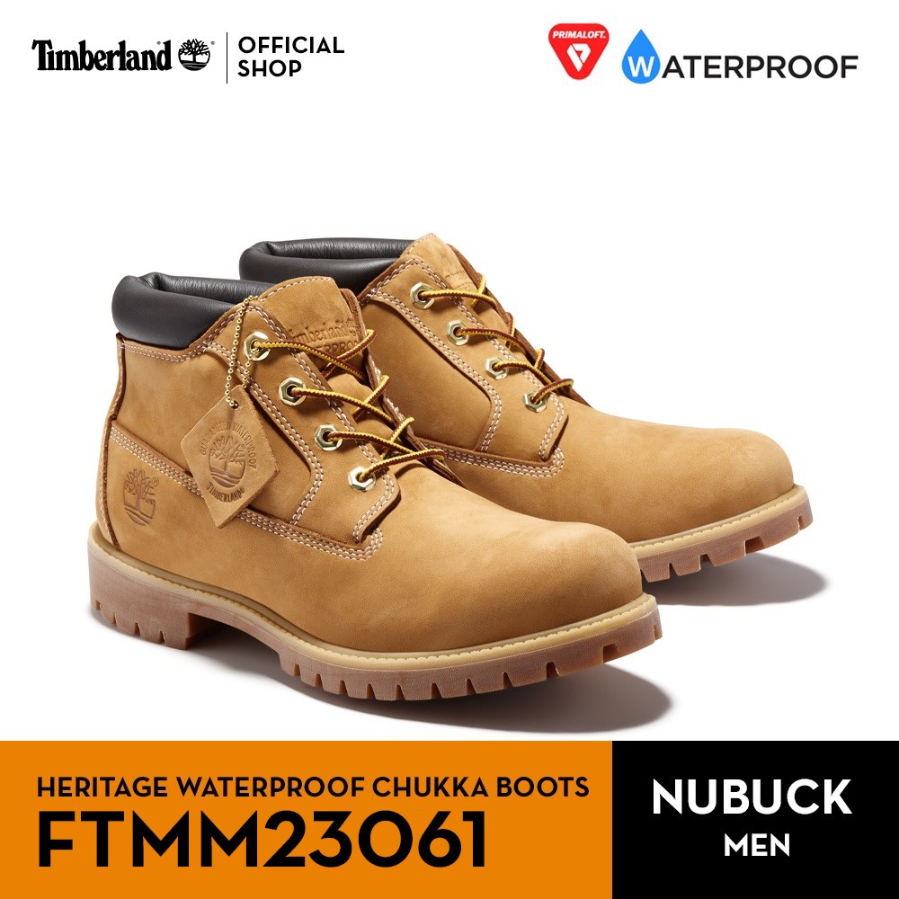 Timberland Men's Heritage Waterproof Chukka Boots Wheat Leather รองเท้าบูทผู้ชายข้อสั้น (FTMM23061)