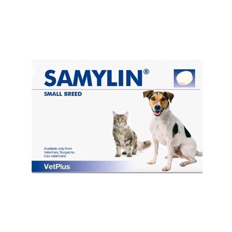 Samylin small breed วิตามินบำรุงตับสุนัขและแมวพันธุ์เล็ก 1 กล่อง บรรจุ 30 เม็ด