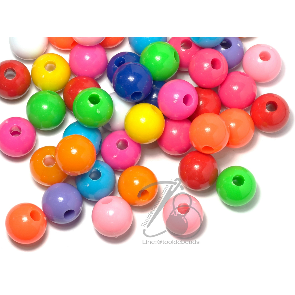 ลูกปัดลูกชิ้น 18-20-22 มม. สีสด (50 ชิ้น) ลูกปัดเม็ดใหญ่ เสริมทักษะเด็ก