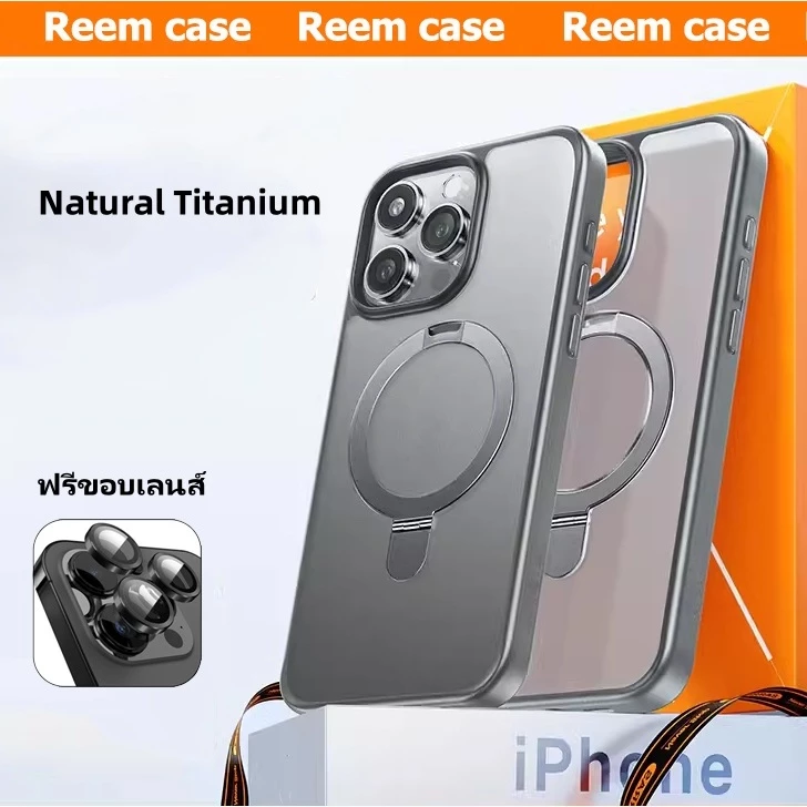 เคส iPhone Magnetic พร้อมขาตั้งหมุนได้ มีน้ำค้างแข็ง ฟรีขอบเลนส์ thumbnail 9