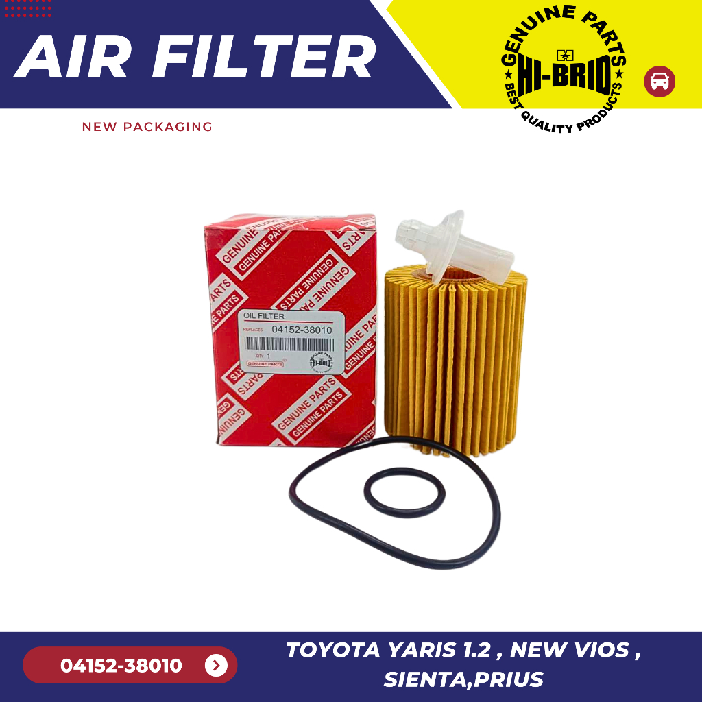 กรองเครื่องน้ำมันเครื่อง เบอร์ 04152-38010 สำหรับรถรุ่น TOYOTA COMMUTER 2.7L เบนซิน YARIS  1.2 NEW VIOS SIENTA PRIUS