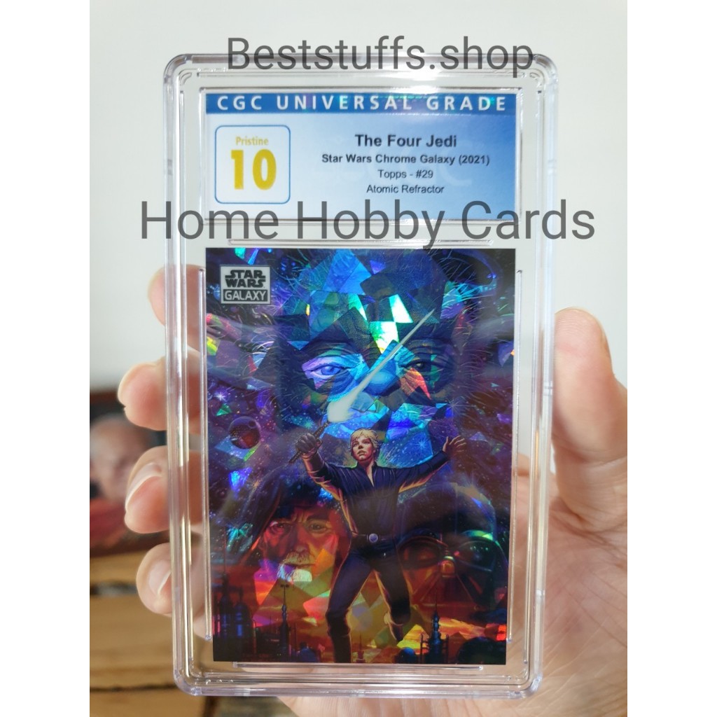 การ์ด 2021 Topps Chrome Star Wars Galaxy "The Four Jedi" Atomic refractor /150 CGC 10