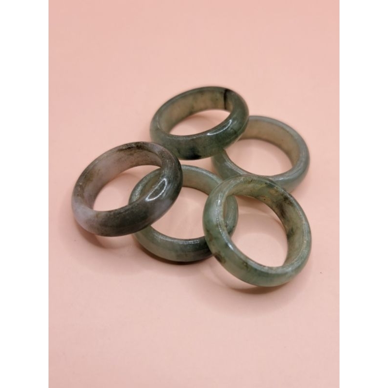 เเหวนหยกเเท้ 5วงหยกสวยใส(JJJ- 21 )