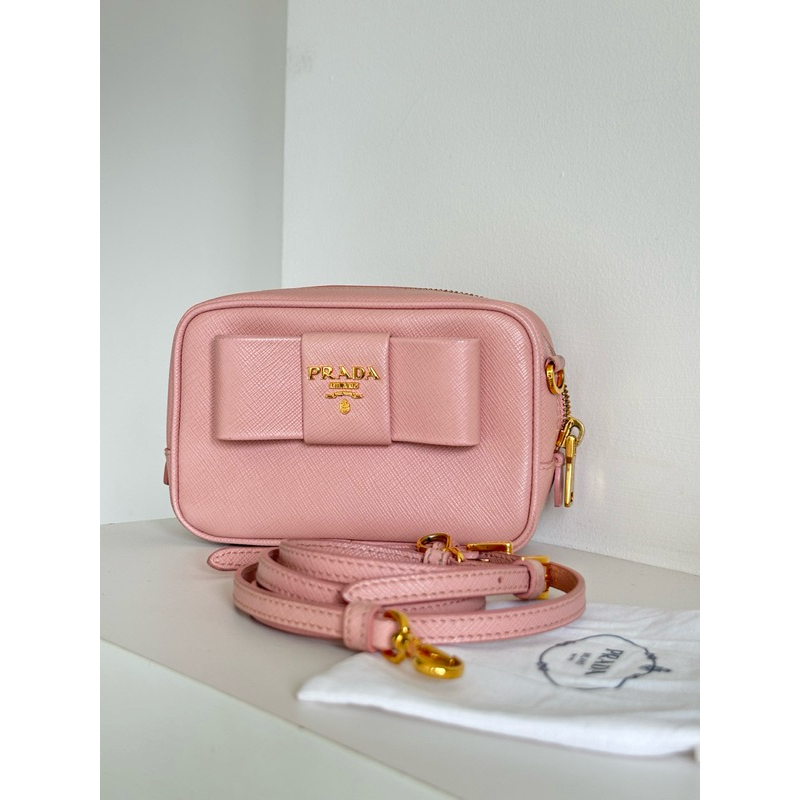 PRADA Fiocco Bow Saffiano Crossbody Bag