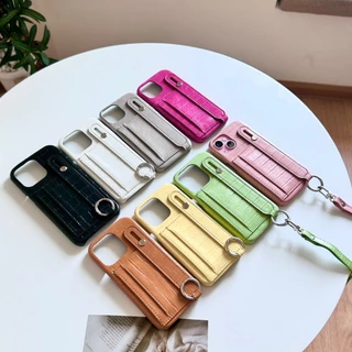 [i15] ส่งจากไทย 🌈8สี PC444 เคสหนังบัตร+สาย เคสใส่บัตร 2ชั้น เคสไอโฟน สำหรับ IPHONE รุ่น i11-15Promax