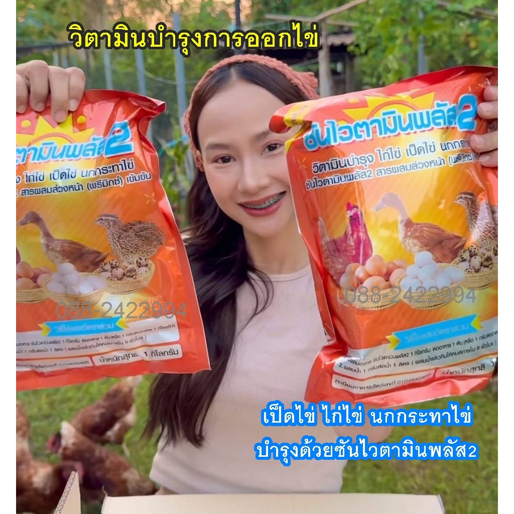 วิตามินไก่ไข่ แบบน้องมดไก่ไข่อารมณ์ดีใช้จริง 1ซอ(หนัก1กิโล)ซันไวตามินพลัส2 ของแท้ สำนักกงานใหญ่คุณตั้ม