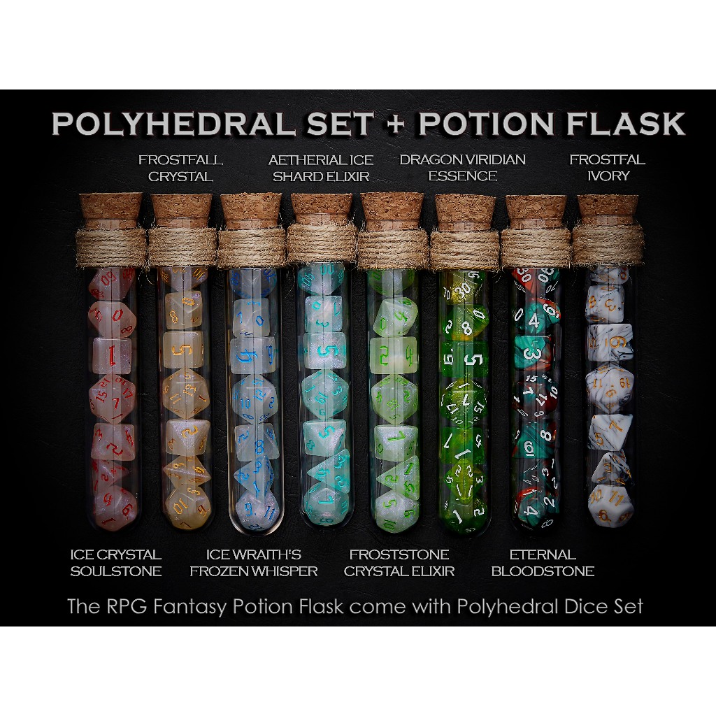 Potion Flask with Dice Set of 7 | ลูกเต๋า Dice For DnD D&D MTG RPG TRPG เกมกระดาน บอร์ดเกม Game ไพ่ทาโรต์ Magic เมจิก