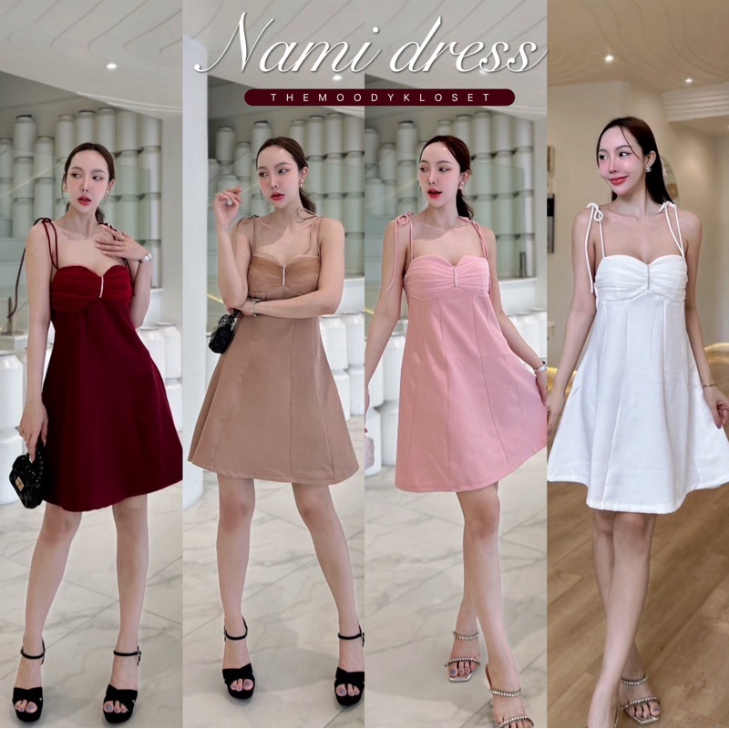 Nami dress เดรสลูกคุณหนูผูกไหล่ ผ้าเปเป้ ทรงบาบี้ น่ารัก ฟรีไซส์(Xs-mใส่ได้)