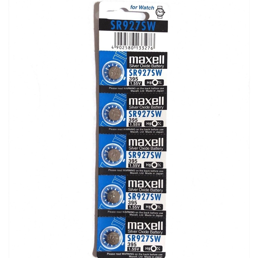 Maxell SR927SW ถ่านกระดุม, 395 1.55V จำนวน 5 ก้อน หรือ 1 ก้อน ของใหม่ ของแท้