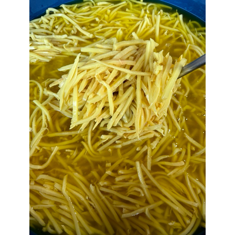 หน่อไม้หั่นต้มปรับกรด ชนิดหั่นเส้นแบน, เต๋า, หั่นเส้นกลม ขนาด 1 กก.