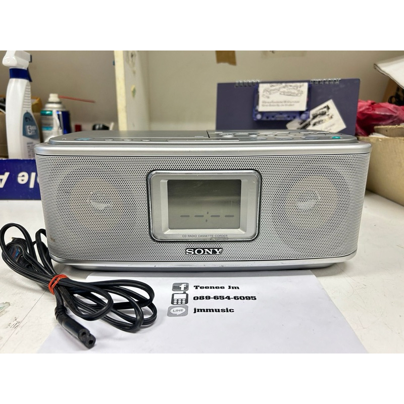 SONY CFD-E500TV [220V] เครื่องเล่นเทป+CD+วิทยุ+นาฬิกา ใช้งานได้เต็มระบบ [ฟรีสายไฟ]