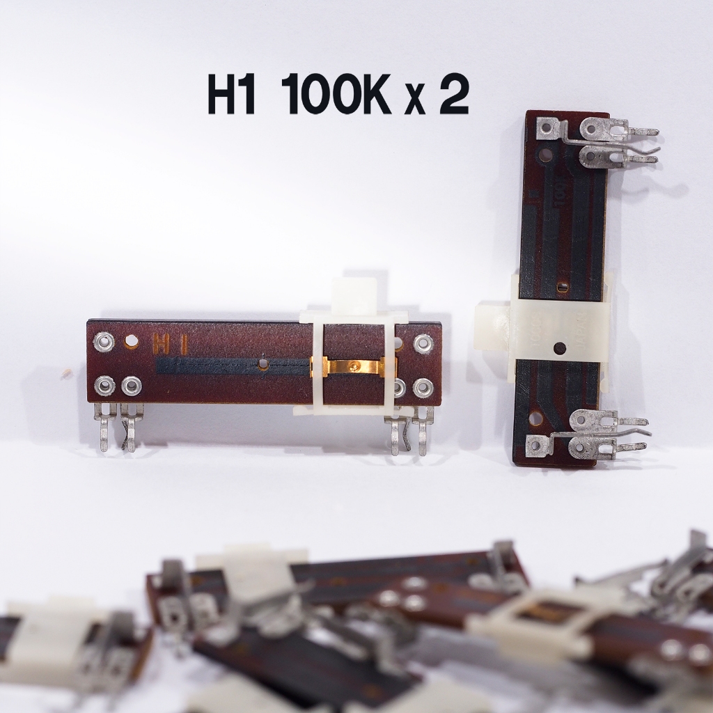 วอลลุ่มแบบอิควอไลเซอร์ สไลด์ เปลือย H1 100K 6ขา (1ตัว ราคา 55บาท) ยาว 39mm วอลลุ่ม โวลลุ่ม โวลุ่ม Vo