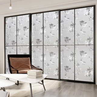 ฟิล์มติดกระจกสุญญากาศ Window film 45/60/90 x 2m PVC สติ๊กเกอร์ติดกระจก ประตู หน้าต่าง มีให้เลือกหลายลาย