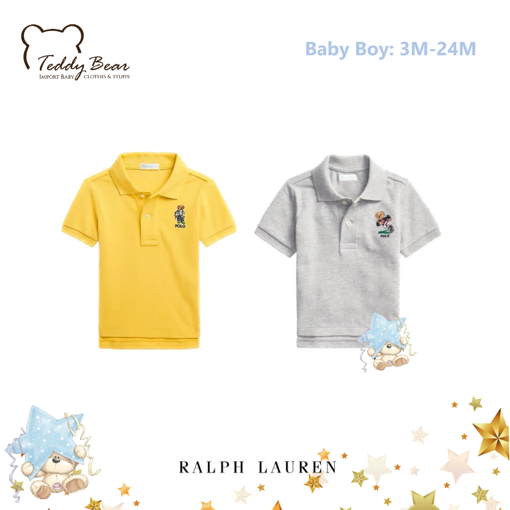 เสื้อโปโลเด็กเล็ก Ralph Lauren Polo Bear Cotton Mesh Polo ของแท้ (ฺBaby Size: 3M-24M)
