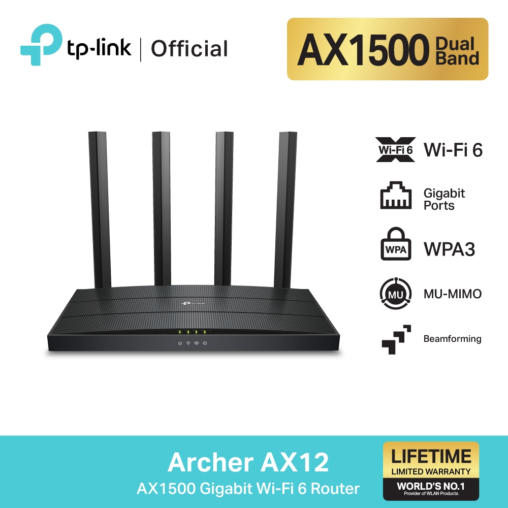 TP-Link Archer AX12 AX1500 Gigabit เราเตอร์ไวไฟ 6 พร้อม Beamforming และ OFDMA ช่วยลดความล่าช้าในการร