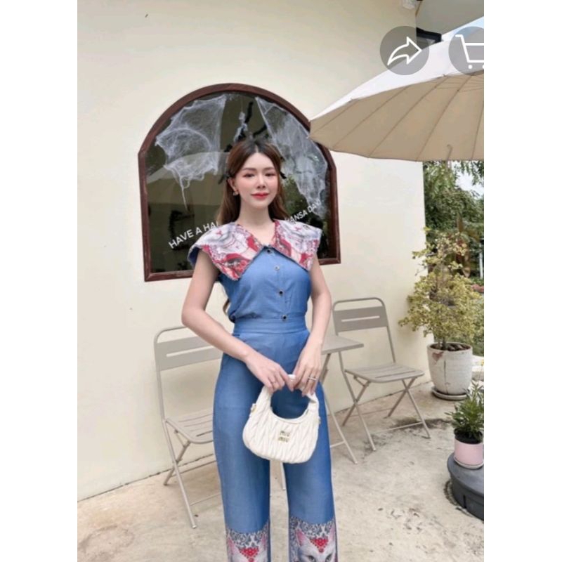 😍ชุดเซ็ตกางเกงขายาวพร้อมเสื้อคอปก ลายน้องแมวน่ารัก😻Brand CLT😽มือหนึ่ง ป้ายห้อย 3XL