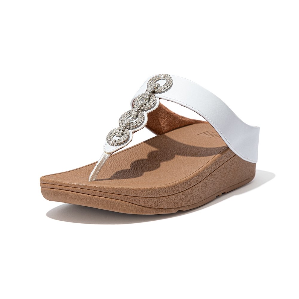 FITFLOPS FINO CRYSTAL LOCK TP DA8-592 รองเท้าแตะเปิดนิ้วเท้า หนังแท้ ลําลอง ฤดูร้อน สําหรับผู้หญิง สองสี ดำ ขาว